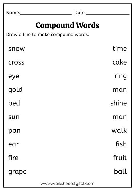 Compound Words - Worksheet Digital