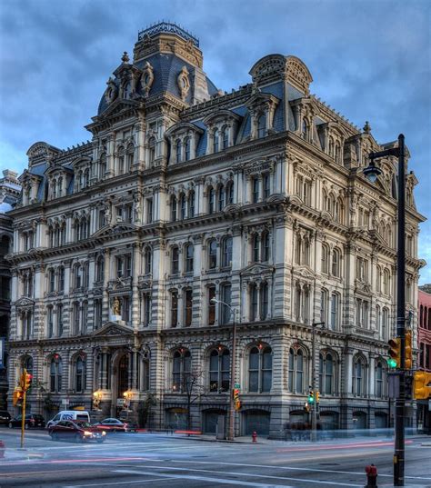 A square-based domes tops the Mitchell Building, an 1876 office building, Milwaukee, Wisconsin ...