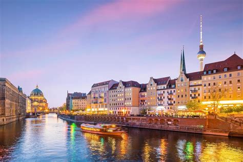 Berlin skyline with Spree river at sunset 1309585 Stock Photo at Vecteezy