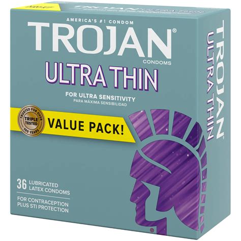 Trojan Ultra Thin Condoms For Ultra Sensitivity, 36 Count, 1 Pack- Buy ...