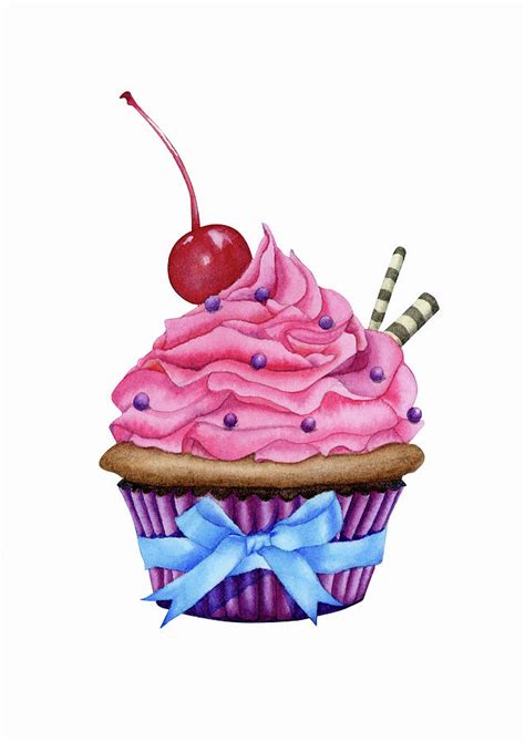 Cupcake Watercolor Painting by Zapista OU | Fine Art America