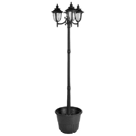 SunRay Hannah 3-Light Outdoor Black Integrated LED Solar Lamp Post and Planter-342010 - The Home ...