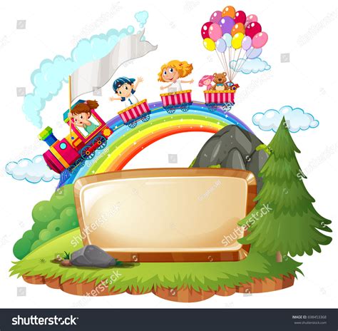 Border Template Happy Kids On Train Stock Vector (Royalty Free ...