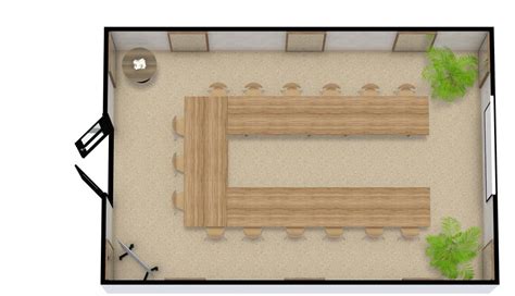 Conference Room Floor Plan With U-Shaped Style