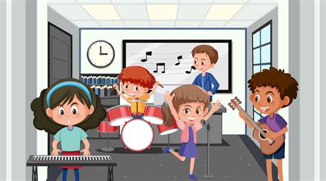 School music classroom with student kids 6892702 Vector Art at Vecteezy