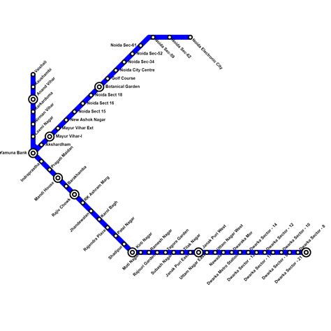 Blue Line Delhi Metro stations list - Routes Maps