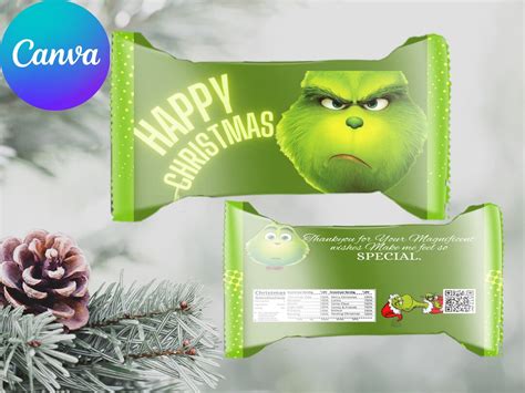 Grinch Candy Bar Label. Grinch Party. Christmas Party. Candy Bar Label Rice Crispy Wrapper ...