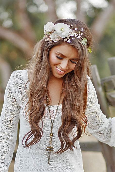 33 Wedding Hairstyles With Flowers For Your Fairytale Day | Boho wedding hair, Flower crown ...