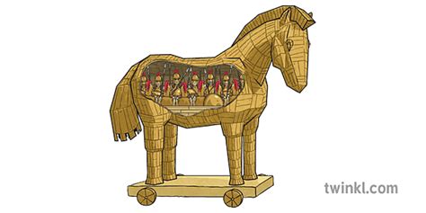 Trojan Horse Showing Soldiers Illustration - Twinkl