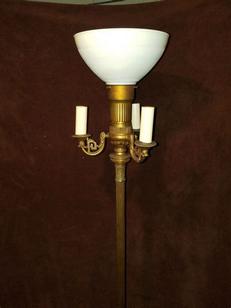 1900'S Torchiere Art Nouveau Cast Brass Floor Lamp 3 Arm Mogul #ArtNouveau | Brass floor lamp ...