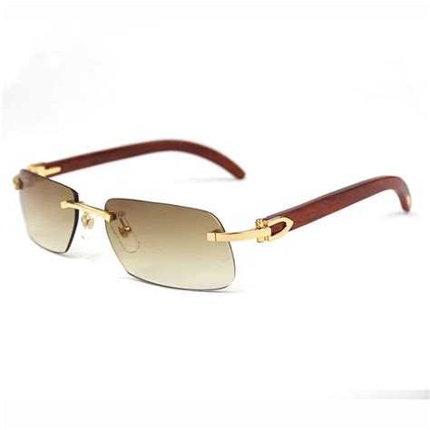 Rimless Sunglasses Men Wood And Nature Buffalo Horn Shield Mens Driving ...