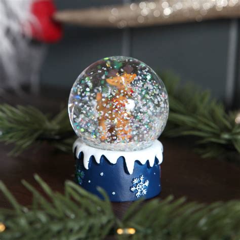 Mini Reindeer Christmas Snow Glitter Globe By Red Berry Apple ...