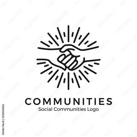 logo holding hands. community logo with monoline style Stock Vector ...