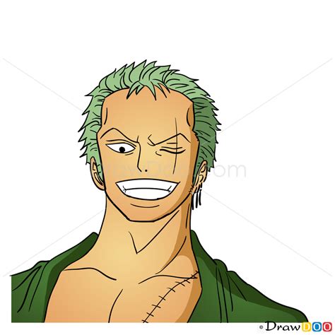 How to Draw Roronoa Zoro Face, One Piece