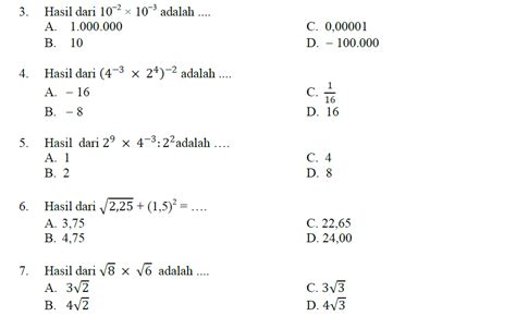 Latihan Bilangan Berpangkat dan Bentuk Akar - MATEMATIKA