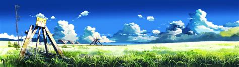 4k wallpaper anime (3840x1080)【2020】 | 草原 イラスト、風景の絵、風景画