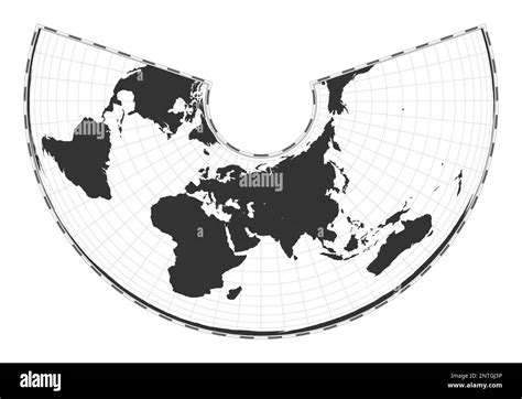 Vector world map. Albers equal-area conic projection. Plain world ...