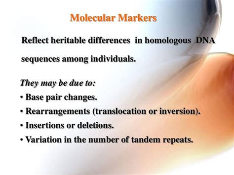 Molecular markers types and applications