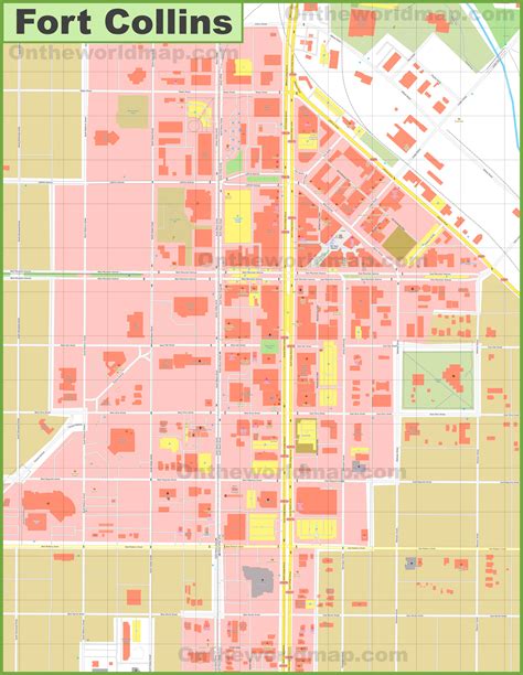 Fort Collins Old Town map