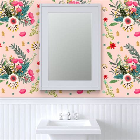 Floral Wallpaper Boho Pink Floral by Shop Cabin Custom - Etsy