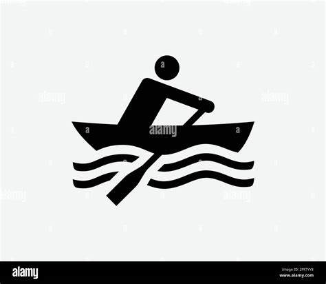 Rowboat Icon Rowing Row Boat Kayak Rower Sport Vector Black White Silhouette Symbol Sign Graphic ...