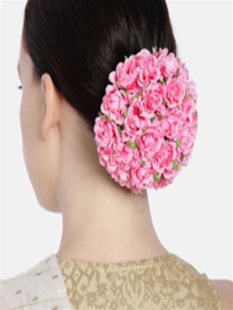 Buy AccessHer Pink Floral Design Hair Bun Cover - Hair Accessory for Women 13935186 | Myntra