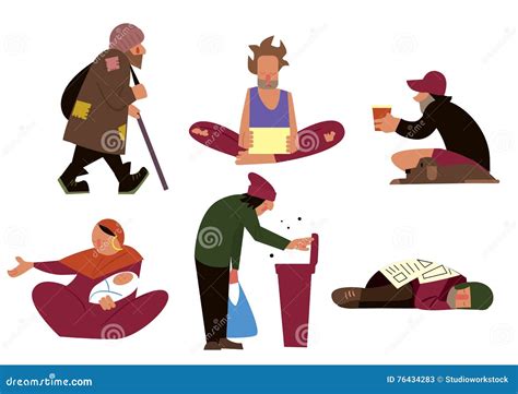 Homeless Man Character Cartoon Vector | CartoonDealer.com #87836767