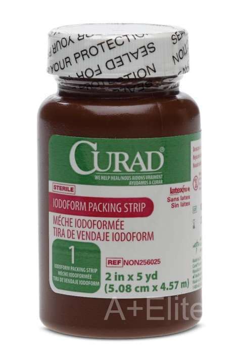 MEDLINE CURAD Iodoform Gauze Packing Strip Sterile 2"x5yd Medical Dental Wound Dressing - A ...