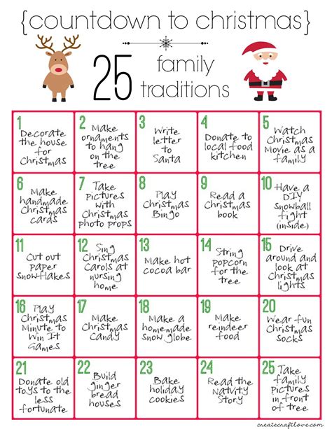 Christmas countdown, Christmas traditions, Christmas countdown printable