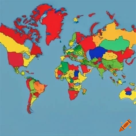 World map with country boundaries on Craiyon