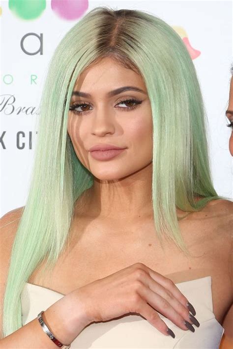 Kylie Jenner Debuts Mint Green Hair After Walking in Kanye West's ...