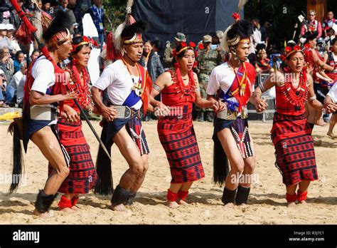 Tribal ritual dance at the Hornbill Festival, Kohima, Nagaland, India ...