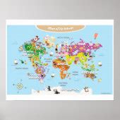 World Map For Kids - Cute and Colorful Poster | Zazzle