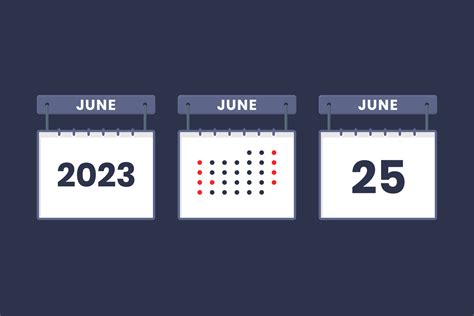 2023 calendar design June 25 icon. 25th June calendar schedule, appointment, important date ...