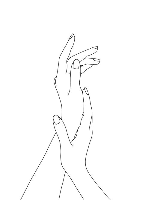 Hands line drawing illustration - Dia Mini Art Print by The Colour ...