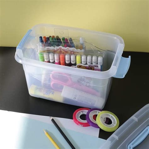 5 L Plastic Storage Bin with Lid, Clear Transparent Box with Handles (6 Pack) | Safestart IAQ