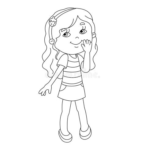 Coloring Page Outline Of Cartoon Girl Stock Vector - Illustration of luck, outlined: 65984153