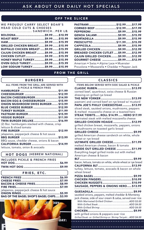 Menu - The Bagel Shop – Deli & Cafe – Westbury, NY : The Bagel Shop – Deli & Cafe – Westbury, NY