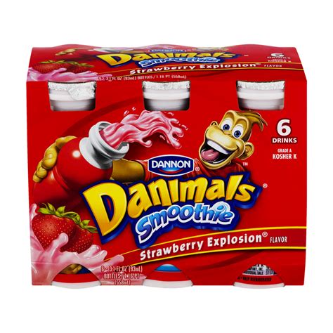 Dannon Danimals Drinkable Yogurt Strawberry Explosion 6PK of 3.1oz BTLS | Garden Grocer