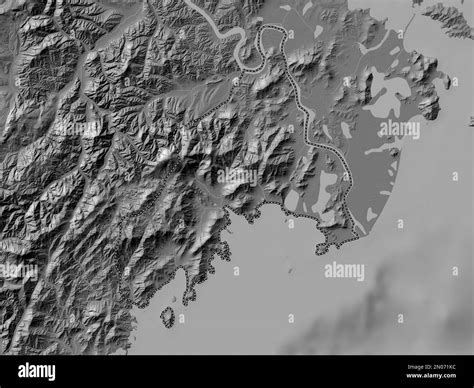 Rason, directly governed city of North Korea. Bilevel elevation map with lakes and rivers Stock ...