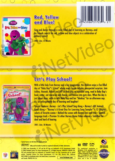 Barney (Red, Yellow, And Blue!/Let's Play School!) (Double Feature) on ...