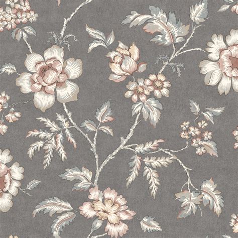 Borastapeter Wallpaper - Camille - White & Dark Grey | Floral wallpaper, Colour schemes, Wallpaper