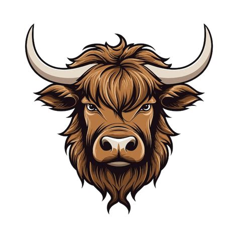 Premium Vector | Highland Cow head mascot style vector