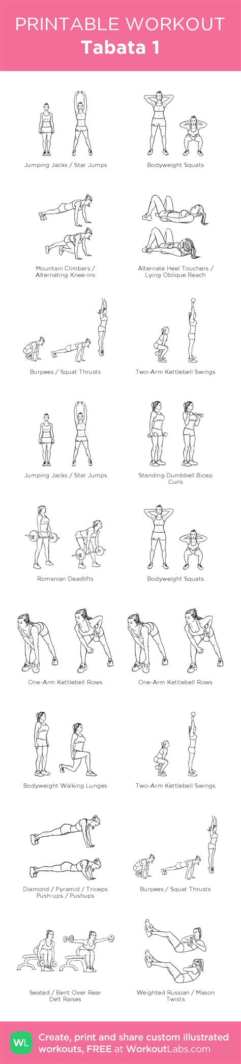 Tabata 1 | Workout plan, Printable workouts, Workout plan for women