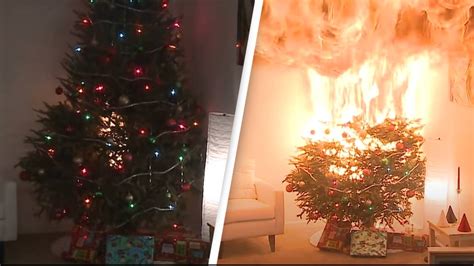 Christmas tree fire turns deadly within seconds in terrifying footage