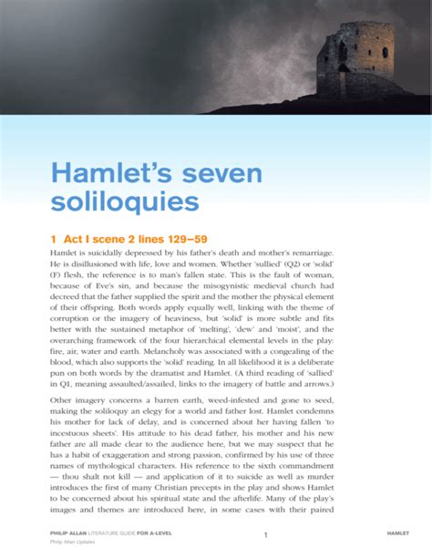 Hamlet's seven soliloquies