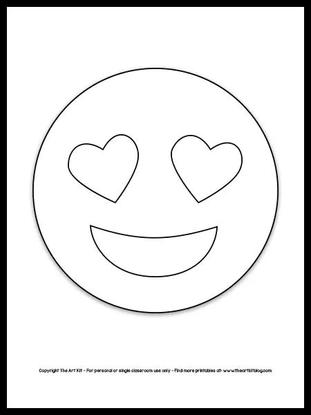 Emoji Coloring Page - Heart Eyes {FREE Printable!} - The Art Kit