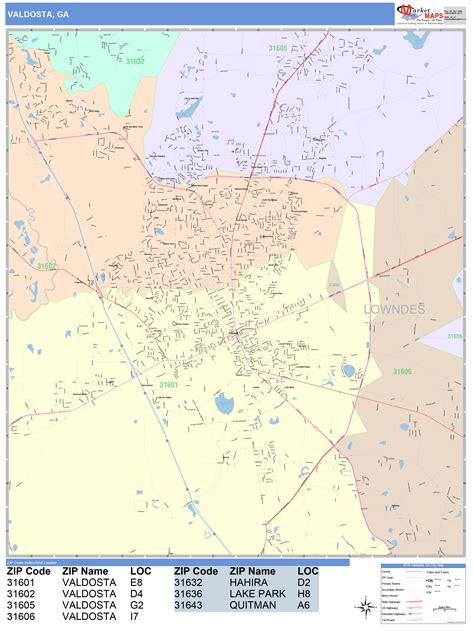 Valdosta Georgia Wall Map (Color Cast Style) by MarketMAPS