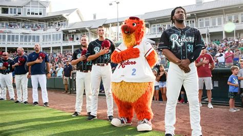 Frisco RoughRiders line up for the National Anthem - July 21, 2018 ...