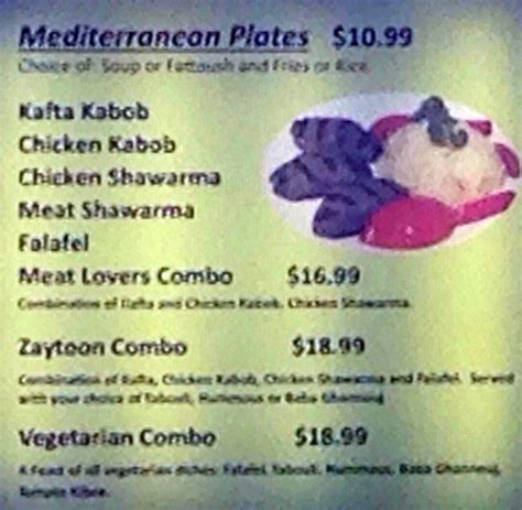 Zaytoon Mediterranean Grill Menu - Urbanspoon/Zomato